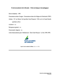 Fiche technique chronologique de l'école secondaire de la Montée
