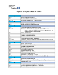 Liste de sigles et d'acronymes utilisés au CSSRS
