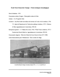 Fiche technique chronologique de l'école Notre-Dame-des-Champs