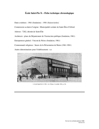 Fiche technique chronologique de l'école Saint-Pie-X