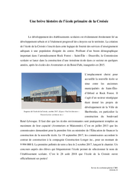 Une brève histoire de l’école primaire de la Croisée