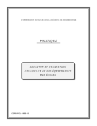 Politique de location et d'utilisation des locaux et des équipements des écoles