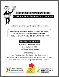 Affiche : Devenez serveur d'un soir pour la persévérance scolaire 2025