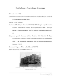 Fiche technique chronologique de l'école LaRocque