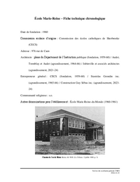 Fiche technique chronologique de l'école Marie-Reine