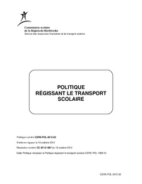 Politique régissant le transport scolaire