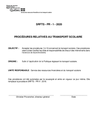 Procédures relatives au transport scolaire