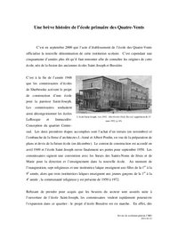 Une brève histoire de l’école primaire des Quatre-Vents