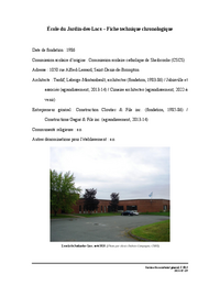 Fiche technique chronologique de l'école du Jardin-des-Lacs