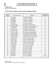 Échéancier des versements de paies du personnel non enseignant 2021-2022