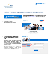 Procédure pour Mozaïk : Inscription au Mozaïk-Portail Parents avec un compte Microsoft