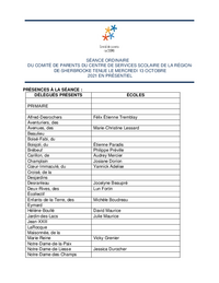 Procès-verbal : Séance ordinaire du comité de parents (13 octobre 2021)