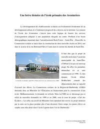 Une brève histoire de l’école primaire des Aventuriers