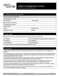 Annexe 8 : Formulaire de demande de services complémentaires