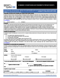 Formulaire de demande d'adhésion aux paiements préautorisés