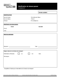 Formulaire de modification du laissez-passer