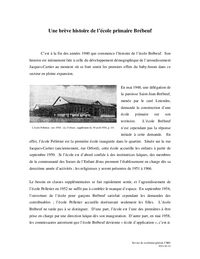 Une brève histoire de l’école primaire Brébeuf 