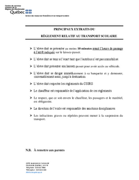 Principaux extraits du règlement relatif au transport scolaire