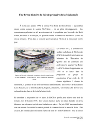 Une brève histoire de l’école primaire de la Maisonnée