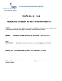 Procédure d’utilisation des ressources informatiques