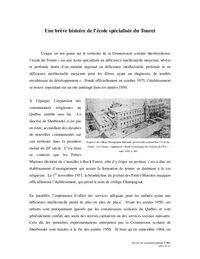 Une brève histoire de l’école spécialisée du Touret