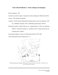Fiche technique chronologique de l'école Alfred-DesRochers