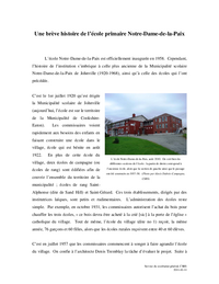 Une brève histoire de l’école primaire Notre-Dame-de-la-Paix