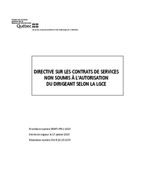 Directive sur les contrats de services non soumis à l'autorisation du dirigeant selon la LGCE
