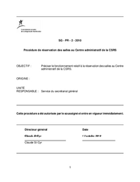 Procédure de réservation des salles au Centre administratif de la CSRS
