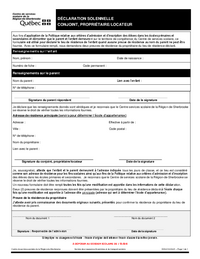 Déclaration solennelle du conjoint, propriétaire/locateur