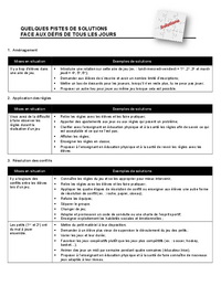 Quelques pistes de solutions face aux défis de tous les jours
