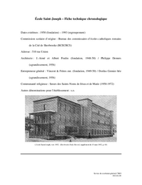 Fiche technique chronologique de l'école Saint-Joseph