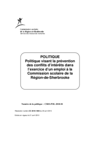 Politique visant la prévention des conflits d’intérêts dans l’exercice d’un emploi à la CSRS