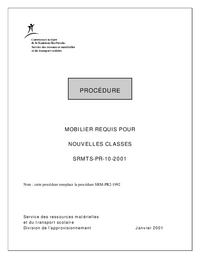 Procédure de mobilier requis pour nouvelles classes