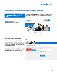 Procédure pour Mozaïk : Inscription au Mozaïk-Portail Parents avec Facebook
