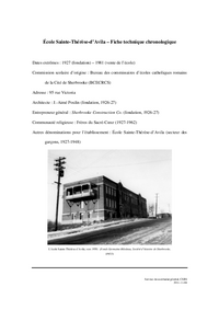 Fiche technique chronologique de l'école Sainte-Thérèse-d'Avila