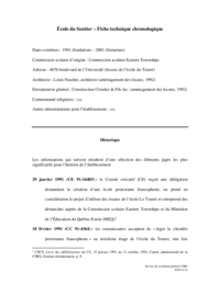 Fiche technique chronologique de l'école du Sentier