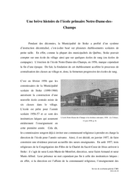 Une brève histoire de l’école primaire Notre-Dame-des-Champs
