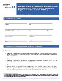 Formulaire de mise en candidature et attestation d'un membre parent d'un élève au CA du CSSRS