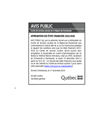 Approbation des états financiers 2023-2024