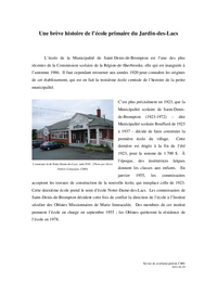 Une brève histoire de l’école primaire du Jardin-des-Lacs