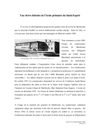 Une brève histoire de l’école primaire du Saint-Esprit