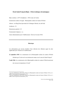 Fiche technique chronologique de l'école Saint-François-Régis