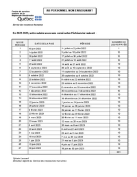 Échéancier des versements de paies du personnel non enseignant 2022-2023