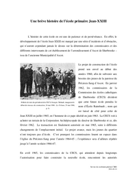 Une brève histoire de l’école primaire Jean-XXIII