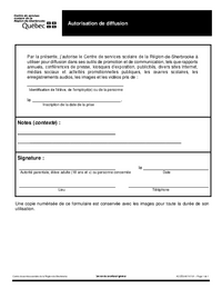 Formulaire d'autorisation de diffusion