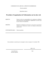 Procédure d’organisation de l’information sur les sites web