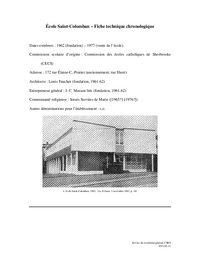 Fiche technique chronologique de l'école Saint-Colomban
