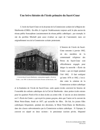 Une brève histoire de l’école primaire du Sacré-Cœur