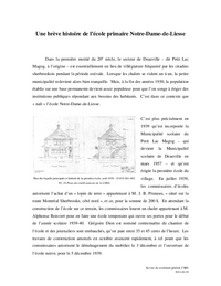 Une brève histoire de l’école primaire Notre-Dame-de-Liesse